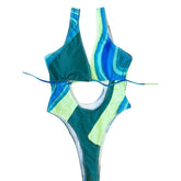 Traje de baño de una pieza acolchado con contraste y huecos